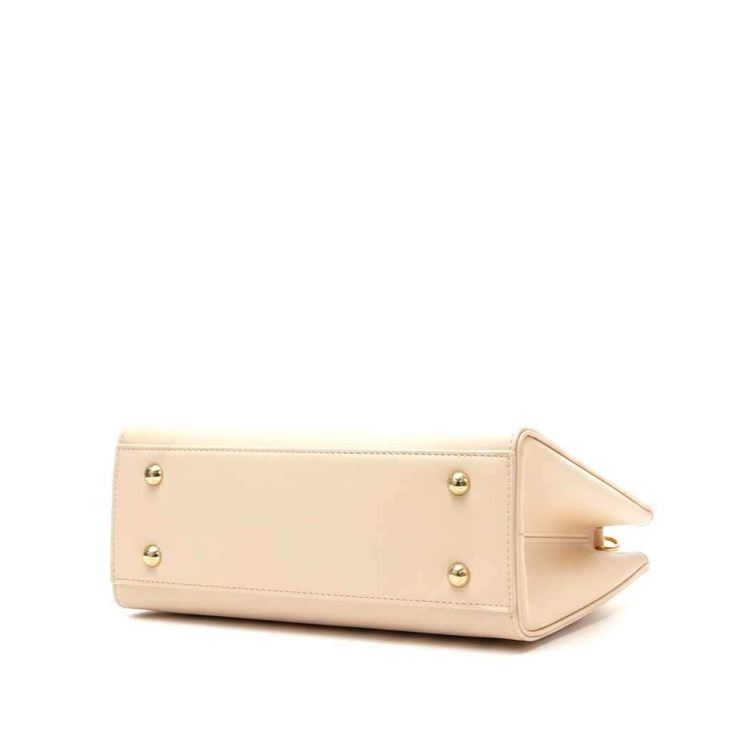 Chrisbella Elegance Embossed Handbag Set – Beige & White